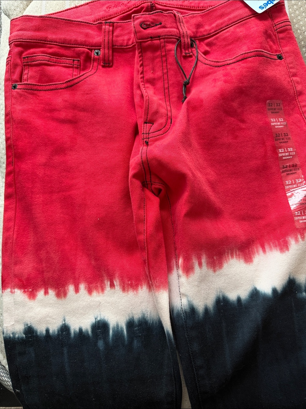 Rue21 Red White Black Tie-Dye Skinny Jeans